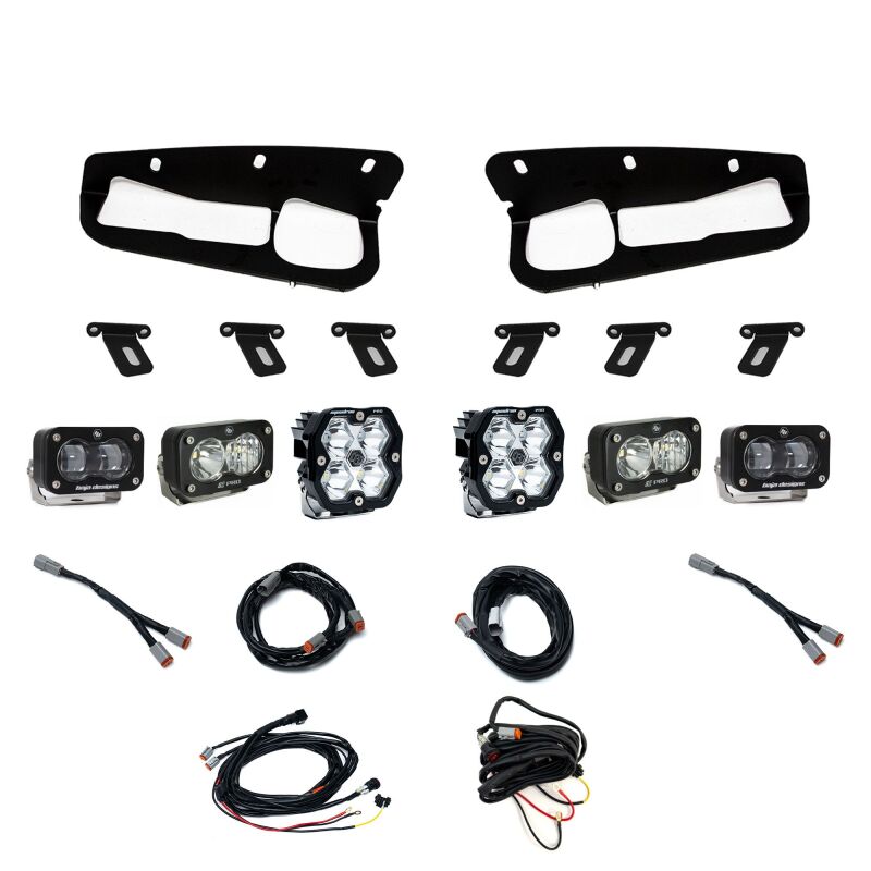 Ford Bronco Light Bar - Baja Designs - Squadron 2.0 Pro (Spot) / S2 SAE / S2 Pro D/C FPK Steel Bumper - Clear - `21-`25